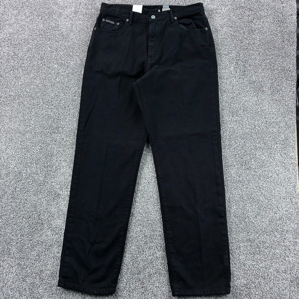 NWT Calvin Klein Jeans Women's 14x32 Black Denim Easy Fit Mom Zipper Fly NEW